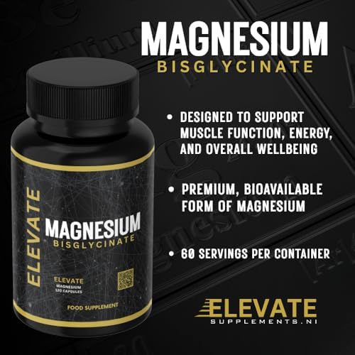 Magnesium Glycinate (Bisglycinate) - 120 High Strength Capsules, Highly Absorbable Chelated Magnesium Supplement for Sleep, Relaxation, Muscle Recovery, Stress Relief, Heart & Nervous Support