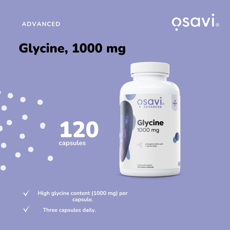 Osavi Glycine 1000mg – 120 Vegan Capsules | High–Potency Glycine for Cognitive & Sleep Support