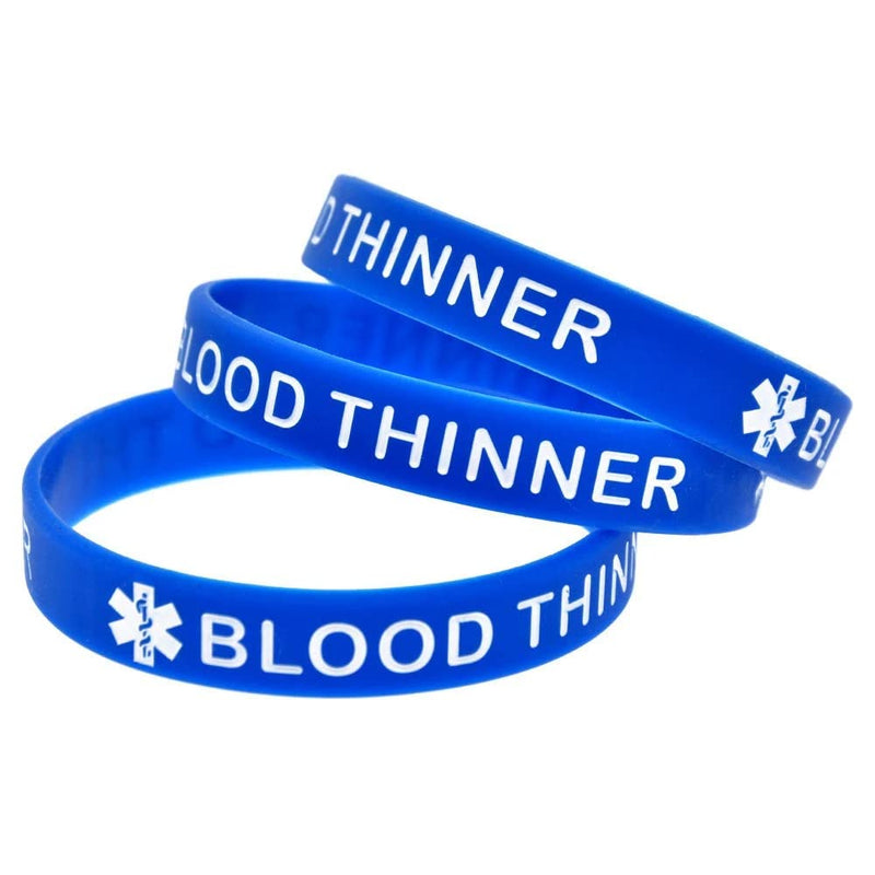 [Australia] - 5 Pack BLOOD THINNER Silicone Medical Alert Emergency Bracelet Wristbands 