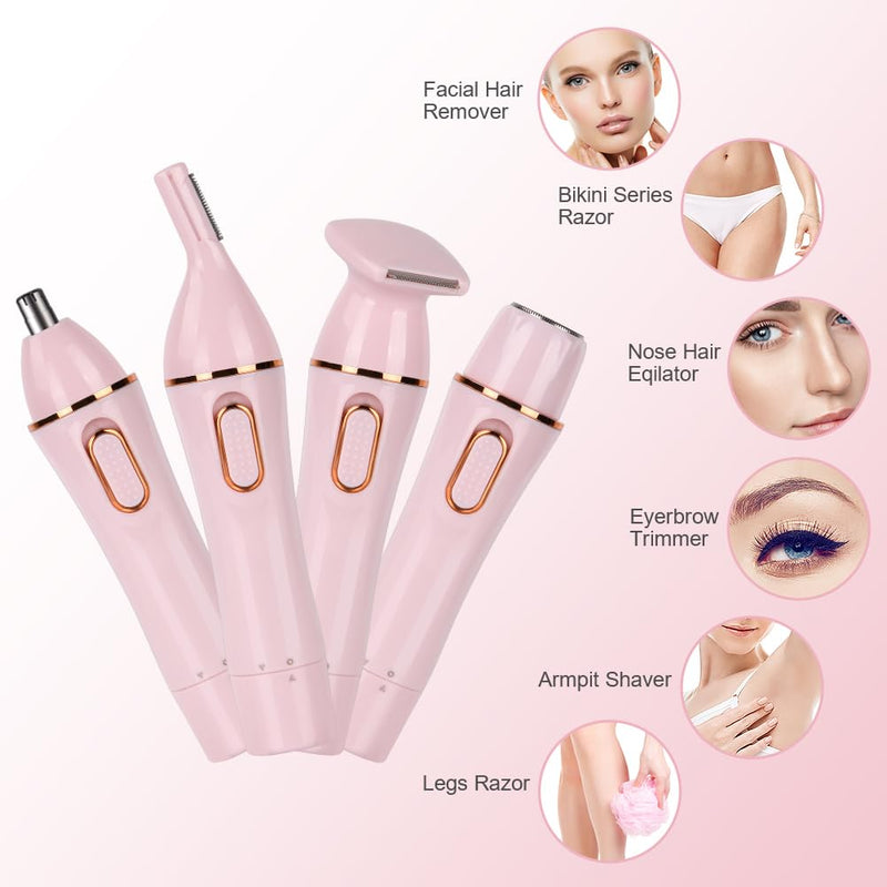 [Australia] - ACWOO Electric Shaver for Women, Electric Shaver for Women, 4-in-1 Wet and Dry Shaver, Painless Epilator for Bikini Area, Armpits, Legs, Arms and Face, Waterproof, USB Charging 