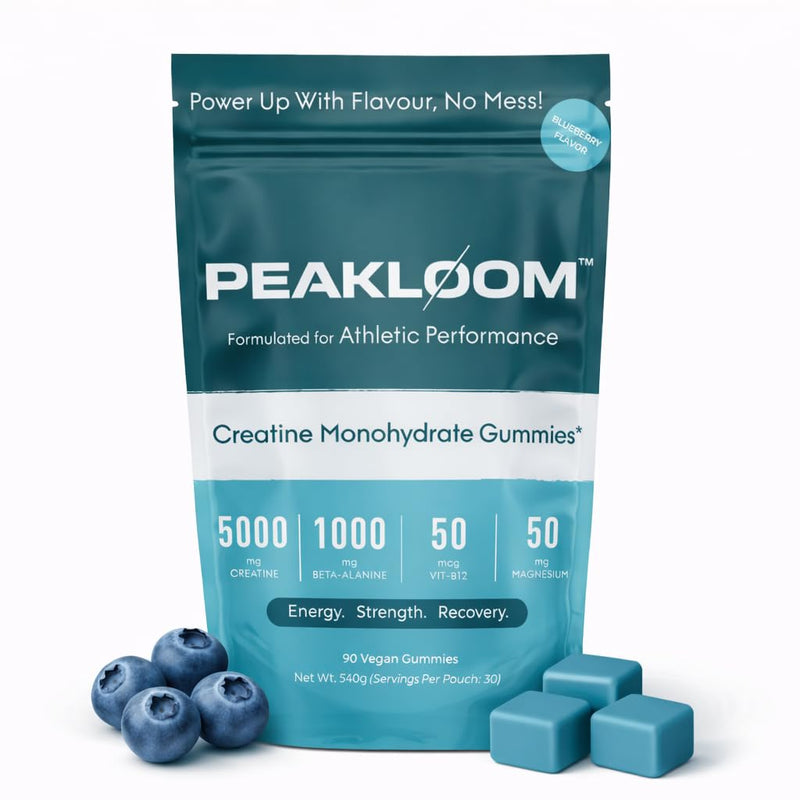Creatine Monohydrate Gummies, 5000mg Creatine, 1000mg Beta-Alanine, with Added Magnesium & VIT B12, 90 Vegan Gummies, Gym Supplement for Men & Women (30 Day Supply, Blueberry Flavour)