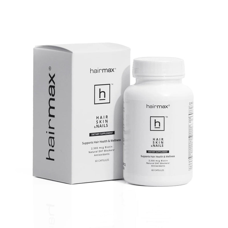 Hairmax Hair, Skin & Nails Dietary Supplement, 2500mcg Biotin, 60 Capsules | Hair Loss & Hair Regrowth Treatment with DHT Blocker, MSM & Antioxidants 60 Count (Pack of 1)