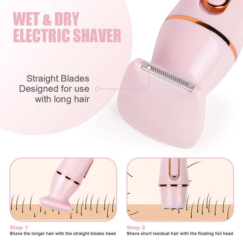 [Australia] - ACWOO Electric Shaver for Women, Electric Shaver for Women, 4-in-1 Wet and Dry Shaver, Painless Epilator for Bikini Area, Armpits, Legs, Arms and Face, Waterproof, USB Charging 