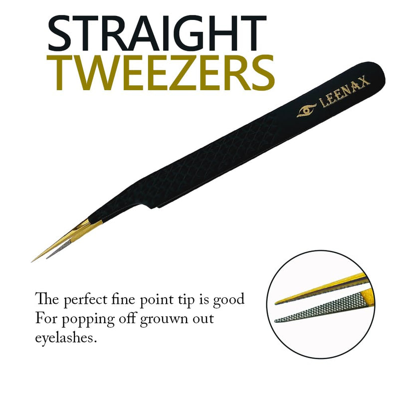 2 Pcs Stainless Steel Tweezers for Eyelash Extensions, Eyelash Extension Tweezers Set, Volume Tweezers, Lash Extension Precision Tweezers, Extension tweezers. (Black) Black