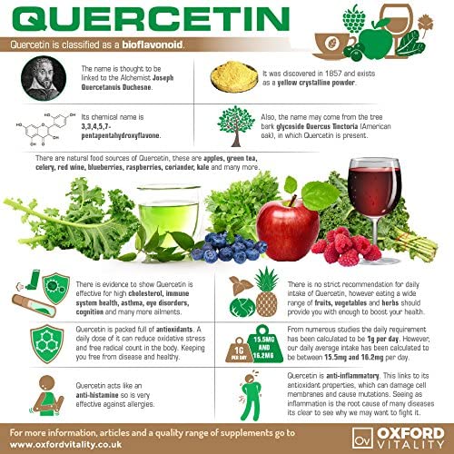 Quercetin Dihydriate Powder Supplement for Immune Health, Respiratory Health & Allergies | Oxford Vitality 25 g (Pack of 1)