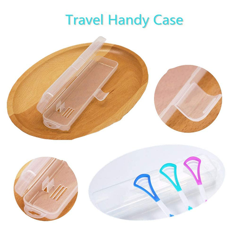 [Australia] - Tongue Scraper Cleaner 100% BPA Free Tongue Scrapers with Travel Handy Case for Adults, Kids, Healthy Oral Care, Easy to Use, Help Fight Bad Breath (4 PACK) 4 Count (Pack of 1) 4Color 