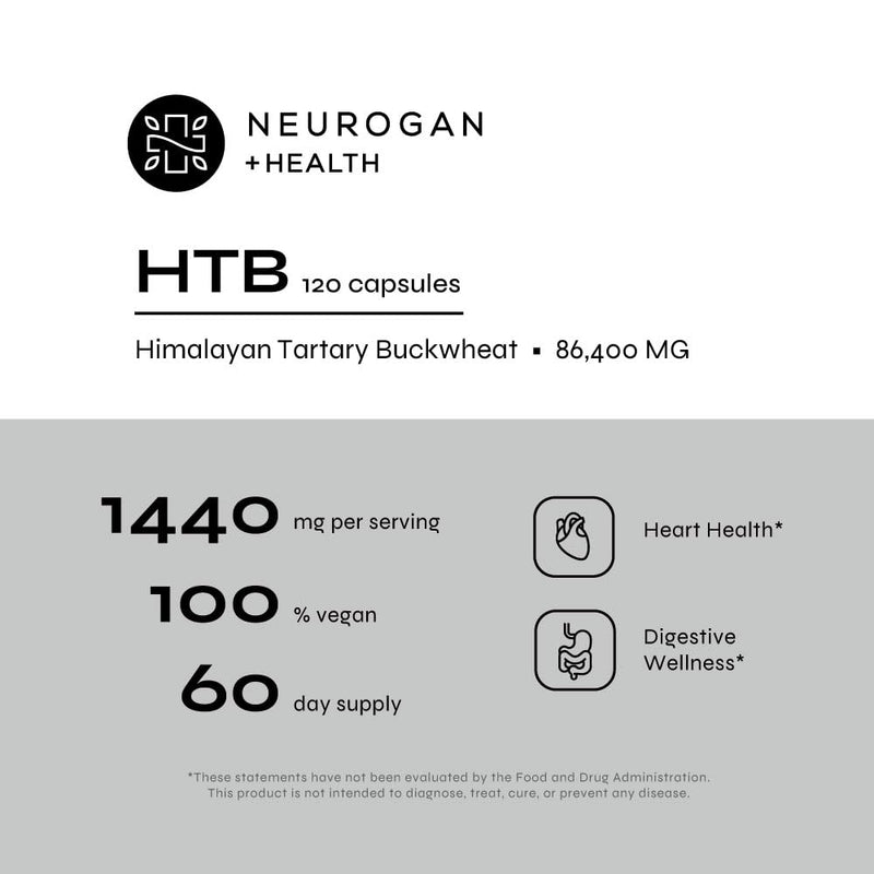 [Australia] - Neurogan Pure & Potent Himalayan Tartary Buckwheat (HTB) Capsules - 720mg, 60 day supply - Supports Digestive Wellness* - Gluten-Free, 84,000mg Total HTB - Lab Tested, Made in USA 