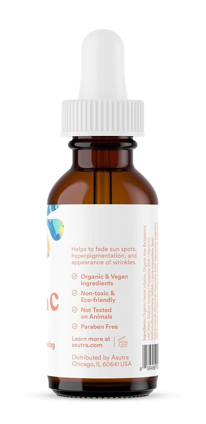 ASUTRA 2 Pack 20% Vitamin C Serum, 1 fl oz (Pack of 2) (1 Fl Oz) | Ferulic & Hyaluronic Acid, Vitamin E, Aloe, Jojoba, Brightening Face Serum 1 Fl Oz (Pack of 2)