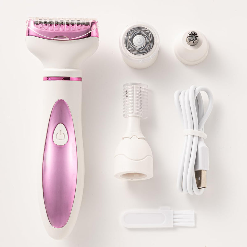 Electric Razor for Women, Bikini Trimmer Womens Shaver for Face Nose Eyebrow Body Leg Pubic Underarm Arm Ladies Rechargeable 4 in 1 Hair Removal Kit Painless Trimming, Gifts for Women (Pink) Pink