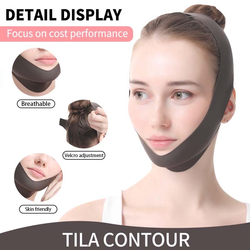 V-Line Face Slimming Strap, Double Chin Reducer Mask, Adjustable Facial Lifting Bandage, Gray