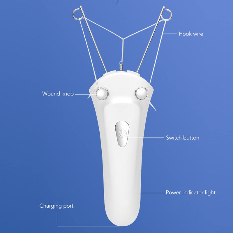 [Australia] - Threading Epilator, USB Charging Electric Cordless Threader Machine with LED Light, Handheld Ladies Face Cotton Epilator for Chin Lip Arm, Women Men 