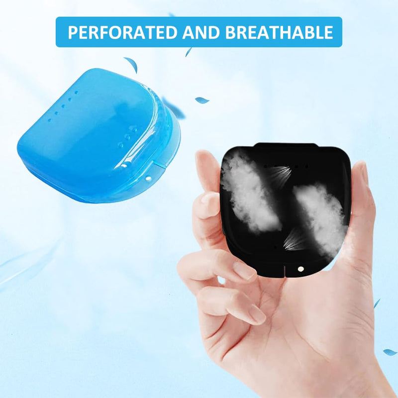 [Australia] - Braces box denture box, 2 pieces dentures holder black, braces box, tooth splint box, denture box, dentures container travel, dento box splint box, also for bite splint and grinding splint light blue and black 