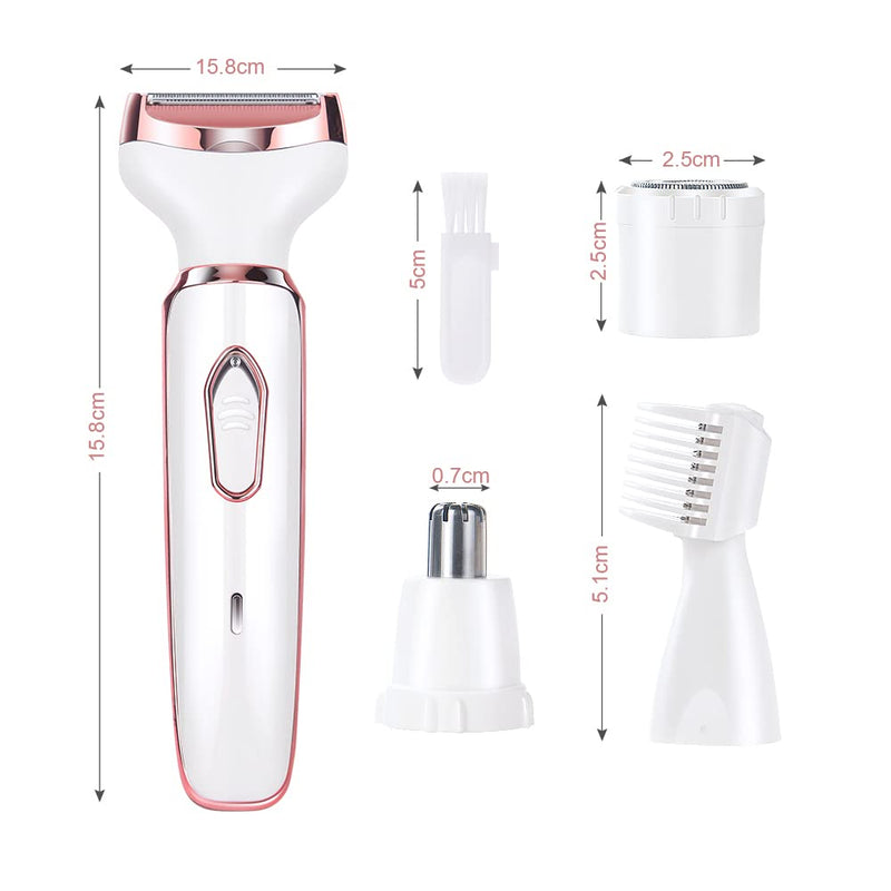[Australia] - ACWOO Electric Shaver for Women, 4-in-1 Electric Women's Shaver, Painless Intimate Razor for Women, Hair Trimmer for Face Nose Armpits Intimate Area Bikini Zone, USB Charging C-pink 