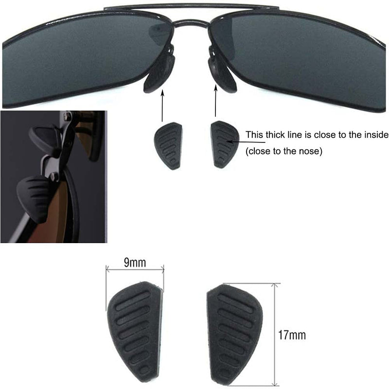 [Australia] - Sunglass Nose Pads Eyeglass Nose Pads Slip On Push in 17mm 3Paris Soft Silicone Replacement Nose Piece Pads on Nosepads for Glasses Eyeglasses Sunglasses 