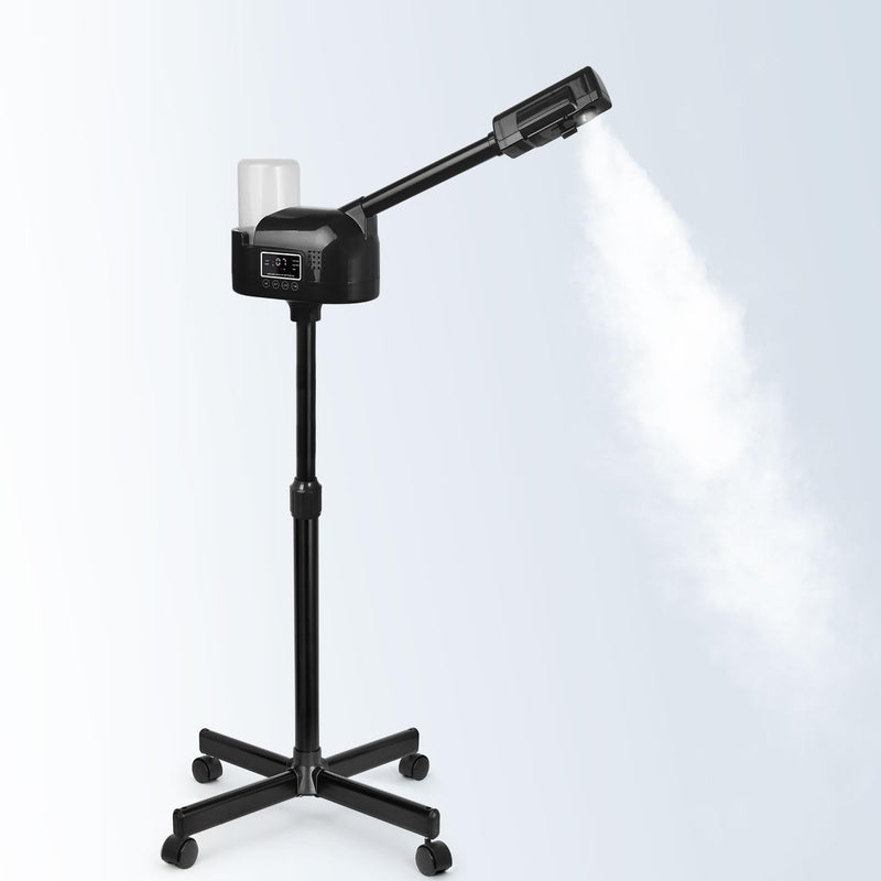 Professional Facial Steamer, Black Facial Steamer Upgrade PTC Heating, Esthetician Steamer Hot Mist Face Steamer for Salon Spa Beauty PTC118B