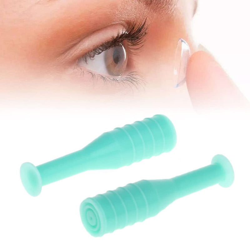 [Australia] - TAIHE Contact Lens Insertion Aid, Contact Lens Sucker Soft Lenses, Silicone Contact Lens Insertion Aid, Pack of 4 Contact Lens Remover with Bottle for Soft Hard Lenses, Green 
