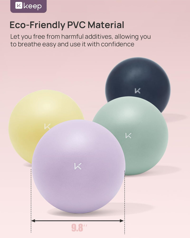 [Australia] - KEEP Pilates Small Exercise Ball Anti-Burst - Thickened Yoga Ball With Pump for Physical Therapy, Fitness, Workout, and Core Strength Pale Green S (8''~10'') 25cm 