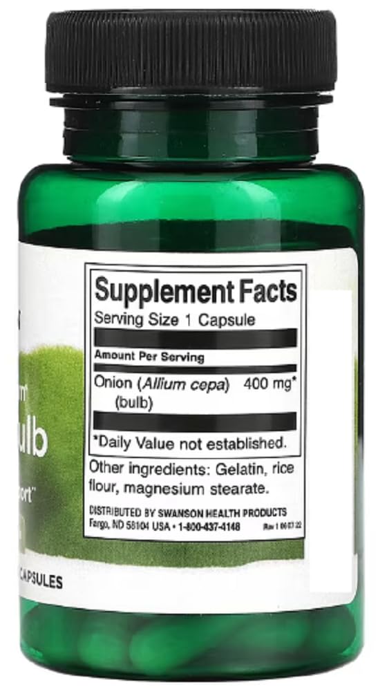 Swanson - Full Spectrum Onion Bulb | Premium Botanical Capsules for Holistic Health | 400mg - 60 Count 60 count (Pack of 1)