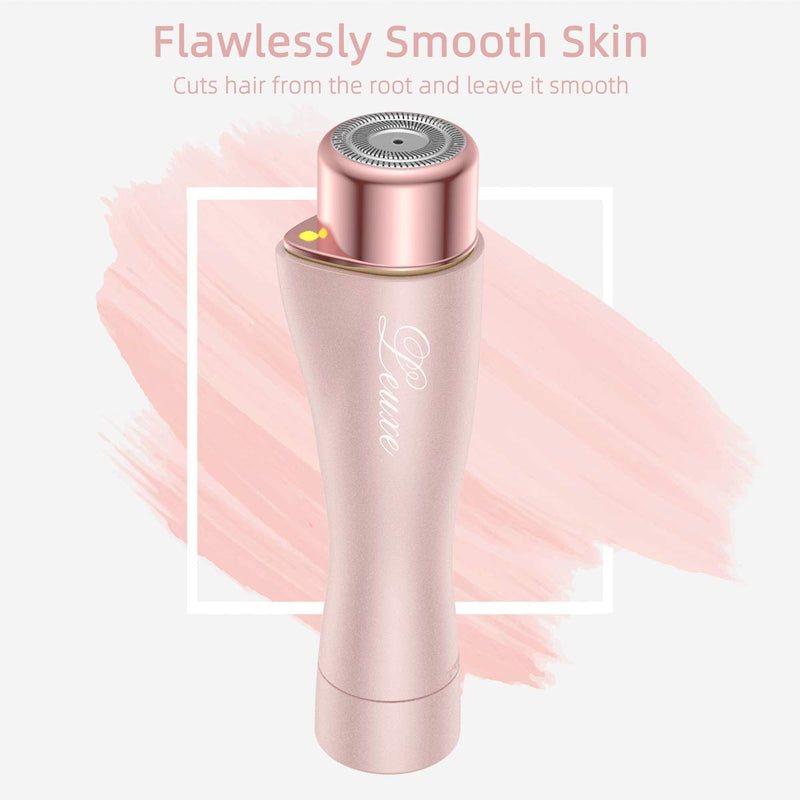 [Australia] - Facial Hair Remover for Women, Leuxe Painless Hair Removal Waterproof Shaver Razor with LED Light for Peach Fuzz Fine Hair Chin Cheek Upper Lip (Rose) Rose 