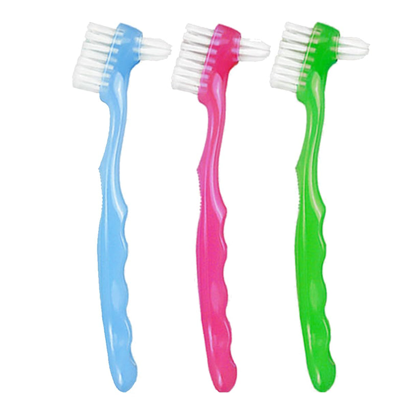 [Australia] - Visxcnu Pack of 3 Premium Hard Denture Brush, Denture Cleaning Brush, Portable Dentures, Multi-Layer Bristles for Denture Care Double-Sided Brush 