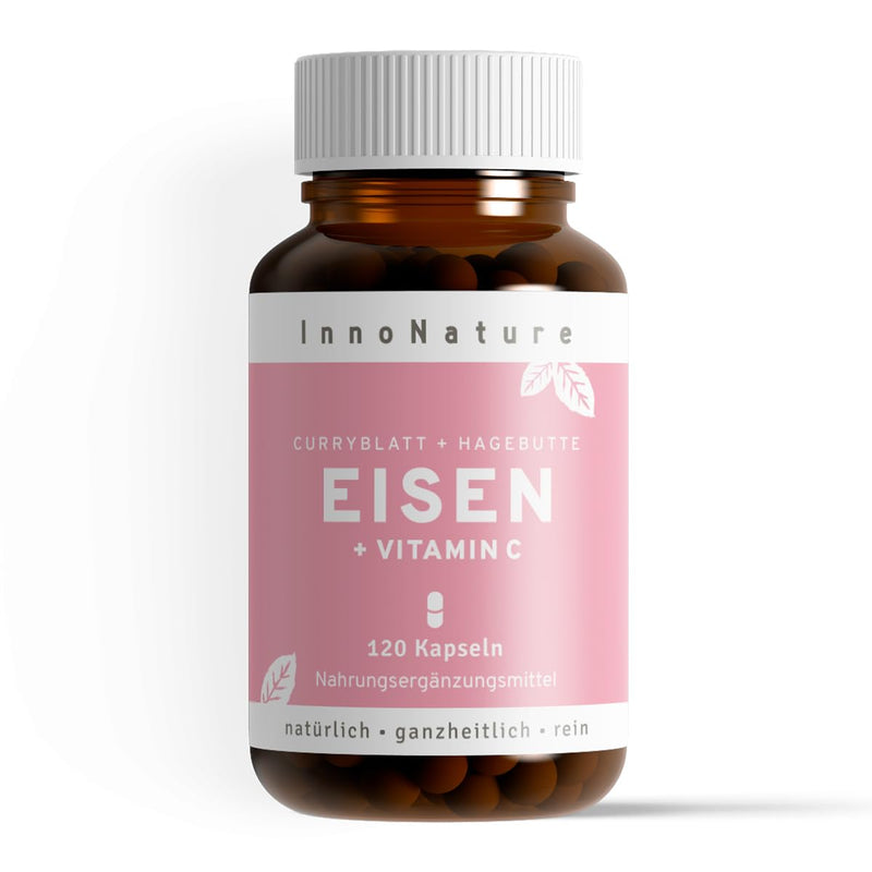 [Australia] - Natural iron + vitamin C from curry leaf extract and rosehip extract. 14-28mg pure iron and 80-160mg vitamin C per daily dose. 120 capsules in a 2-4 month supply. Vegan + made in DE. 