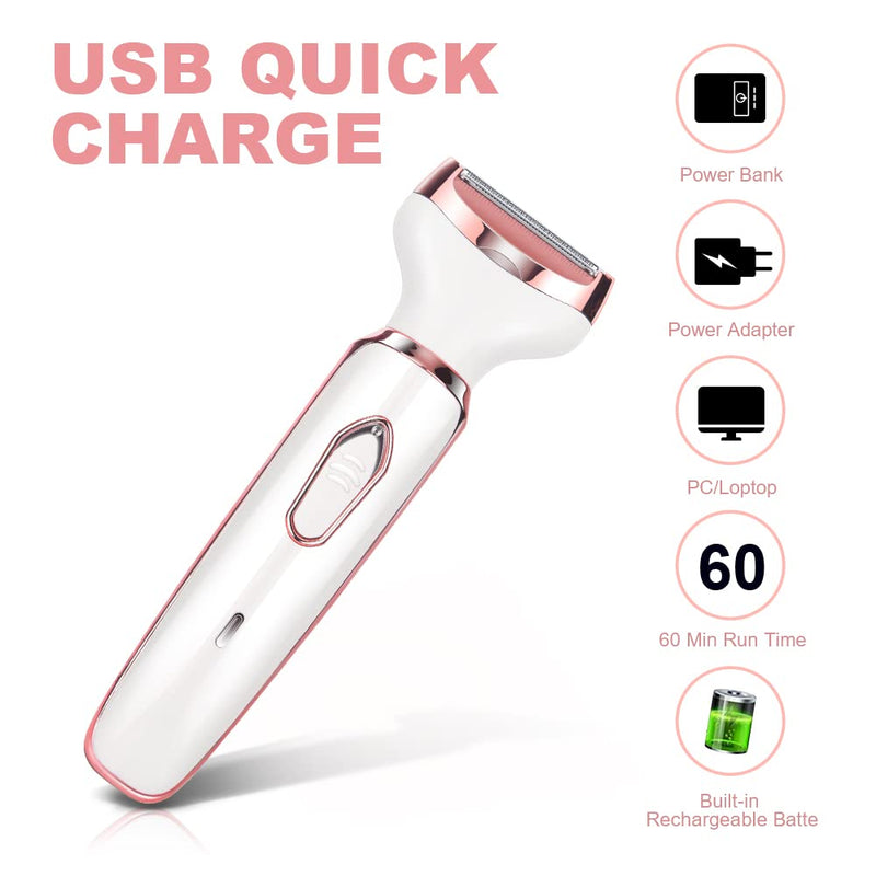 [Australia] - ACWOO Electric Shaver for Women, 4-in-1 Electric Women's Shaver, Painless Intimate Razor for Women, Hair Trimmer for Face Nose Armpits Intimate Area Bikini Zone, USB Charging C-pink 