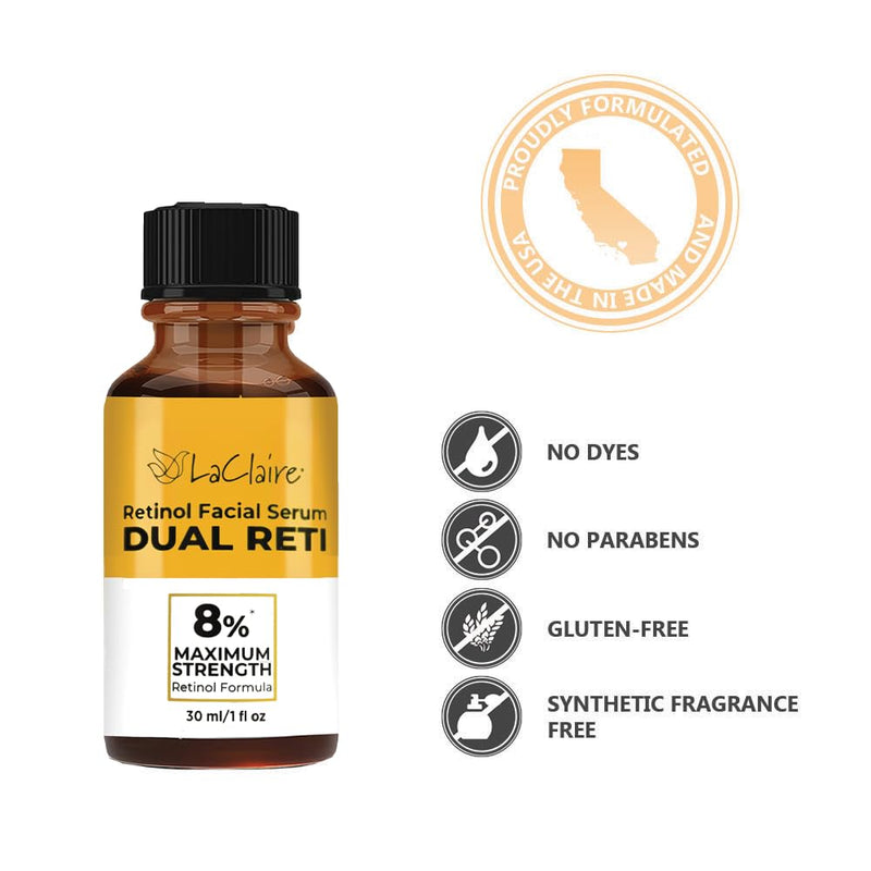 Fresh Look, Same Ingredients 8% Complex Retinol Facial Serum – Anti-Aging, Brightening Neck & Facial Serum, Helps Nourish Skin with Lactic Acid, Vitamin A, & Retinyl Palmitate – 15 ml 0.5 Fl Oz (Pack of 1)