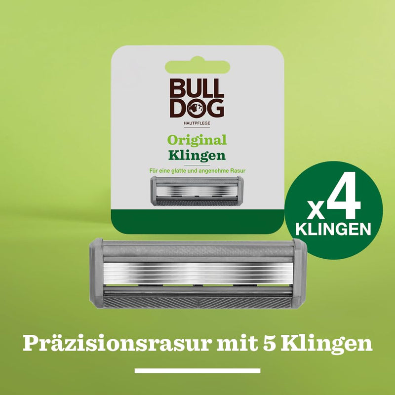 [Australia] - BULLDOG - wet shave for men | Original razor blades | 4 replacement blades | 5-fold blade 4 pieces (pack of 1) 4 replacement blades 