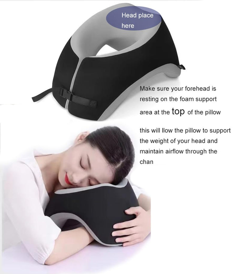 [Australia] - Breathe Easy Face Down Pillow, Desk Napping Pillow, Travel Head Neck Pillow, Best for Prone Face-Down Resting, or Contoured Post-Eye Surgery Support, for Sleeping,Airplanes, Car, Office, 