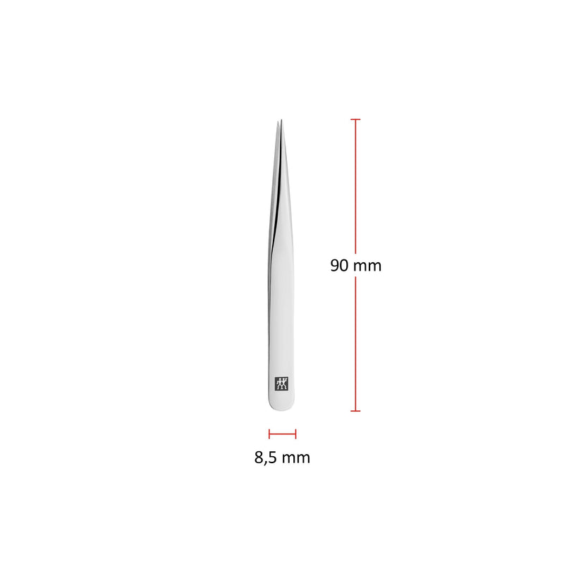 [Australia] - ZWILLING tip tweezers (removing splinters, ingrown or fine hairs, hand-ground, roughened tips), polished, silver, 90 mm precision tip 