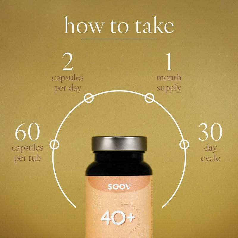 Soov 40+ Perimenopause Multivitamin for Women - Natural Hormonal Balance & Energy Support - 60 Vegan Capsules