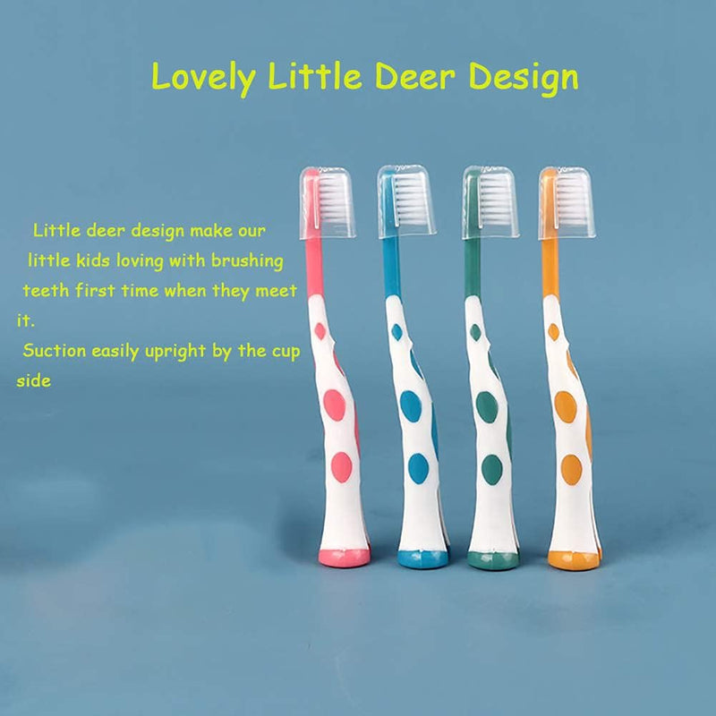 [Australia] - 32 Packs Kids Toothbrush Set, Lovely Little Deer Soft Toothbrush for Kids 2-8 Years (Pink&Orange&Blue&Green) 32pack-deer 