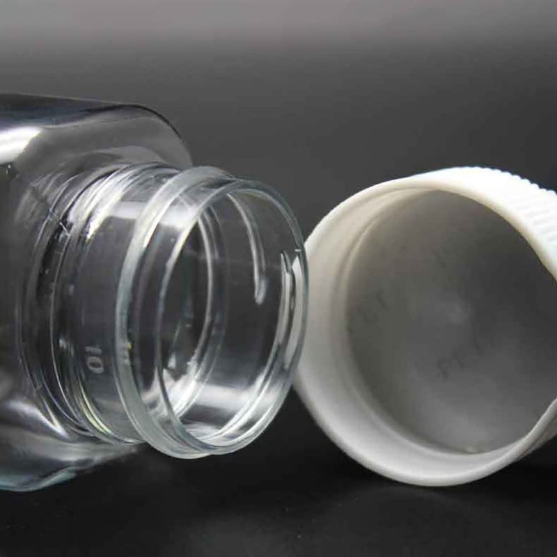 5 Pcs 80ml Empty Plastic Pill Bottles Clear Pill Dispenser Containers Solid Powder Storage Vials Square Liquid Sample Bottle for Crafts