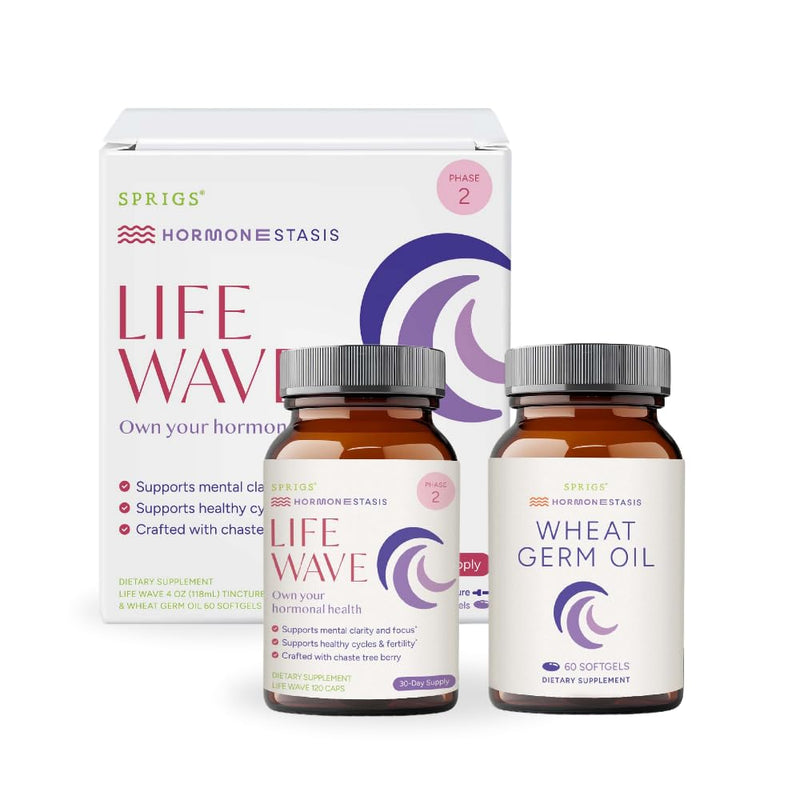 SPRIGS Life Wave Phase 2 Hormonal Support Supplement for Women, Herbal Wellness Formula with Wheat Germ Oil Softgels, Supports Hormone Balance, Menstrual Cycle Wellness & Daily Vitality, 180 Count