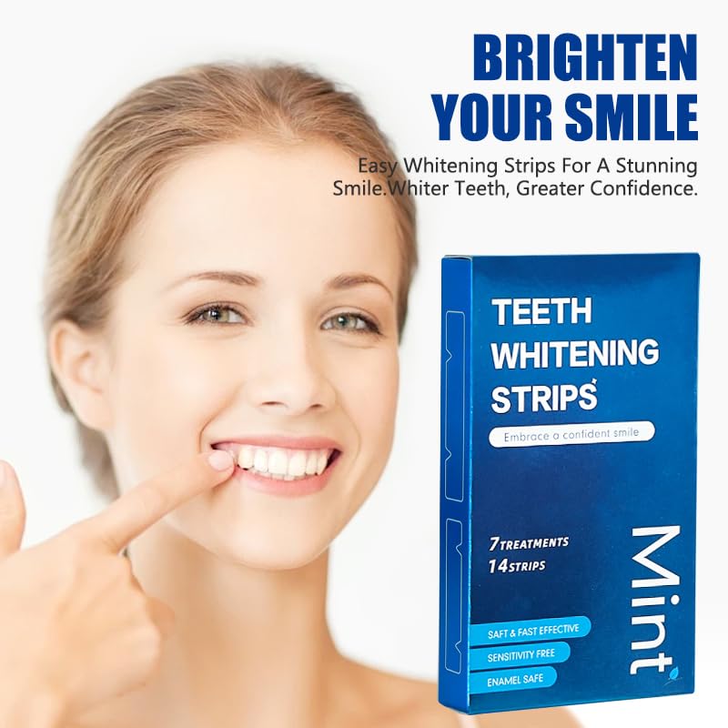 [Australia] - Teeth Whitening Strips -14 Strips 7-Day Treatment Mint Teeth Whitener Kit for Coffee, Wine, Tobacco, and Other Stains 14 Count (Pack of 1), Mint 14 Count (Pack of 1) 