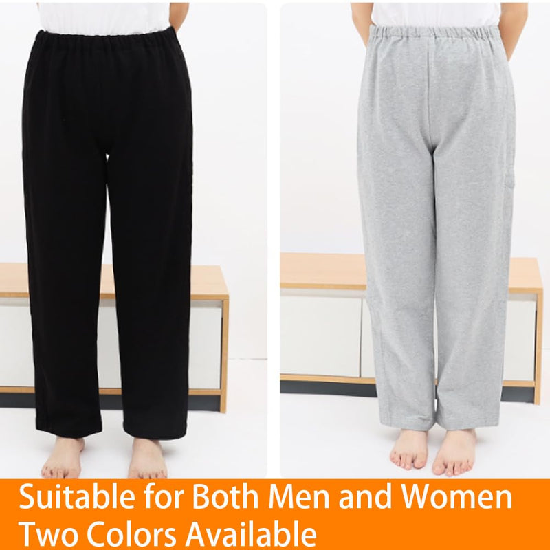 [Australia] - Unisex Patient Pants,Bedridden Patient Clothing,Disability Clothing,2 Side Zippers Full Open Down Sweatpants,Leg Post Surgery Pant for Fracture/Surgery Patients Black Medium 
