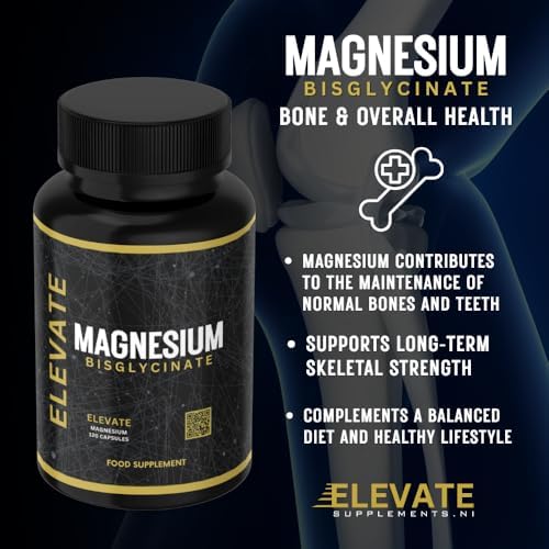 Magnesium Glycinate (Bisglycinate) - 120 High Strength Capsules, Highly Absorbable Chelated Magnesium Supplement for Sleep, Relaxation, Muscle Recovery, Stress Relief, Heart & Nervous Support