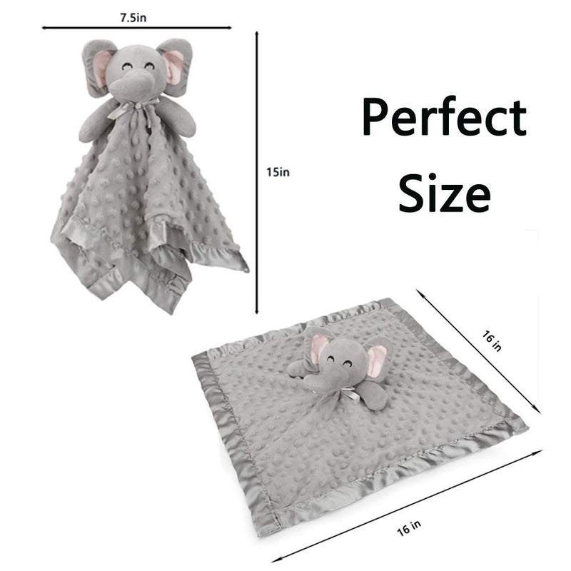 [Australia] - Pro Goleem Elephant Security Blanket, Soft Lovey Unisex Lovie Baby Gifts for Newborn Boys and Girls Snuggle Toy Stuffed Animal Grey 16 Inch A Grey Elephant 
