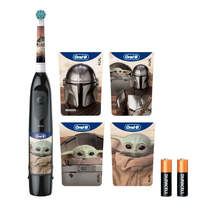 Oral-B Kid's Battery Toothbrush Featuring Star Wars The Mandalorian, for Kids 3+ Black 1 Count (Pack of 1)