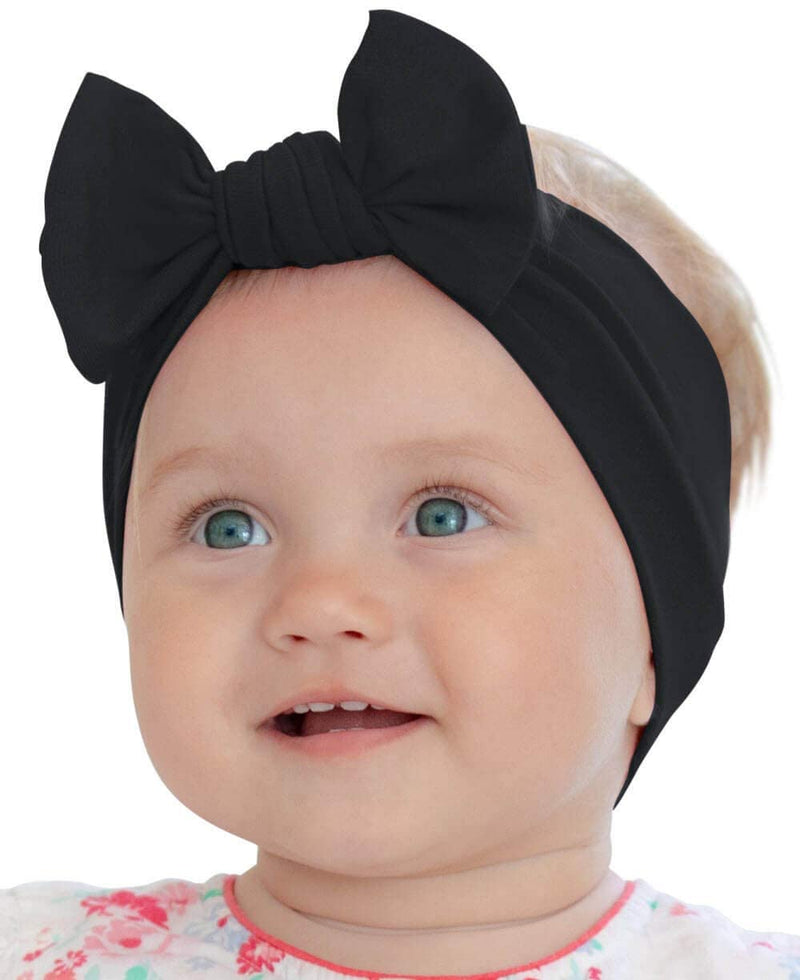 [Australia] - Baby Girl Headbands-Infant,Toddler Cotton Handmade Hairbands with Bows Child Hair Accessories (Black) Black 