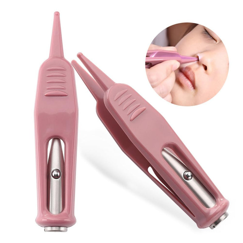 [Australia] - Infant Nose Cleaning Tweezer, Nose Tweezer with LED Light Round-Head Nose Picker Baby Cerumen Remover Nose Navel Clean Tool for Relieves Stuffy Nose 