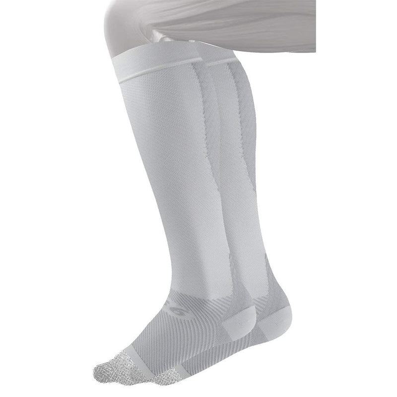OS1st FS6+ Performance Foot/Calf Sleeves for Plantar Fasciitis pain relief, heel pain, shin splints and arch support (White, X-Large) White