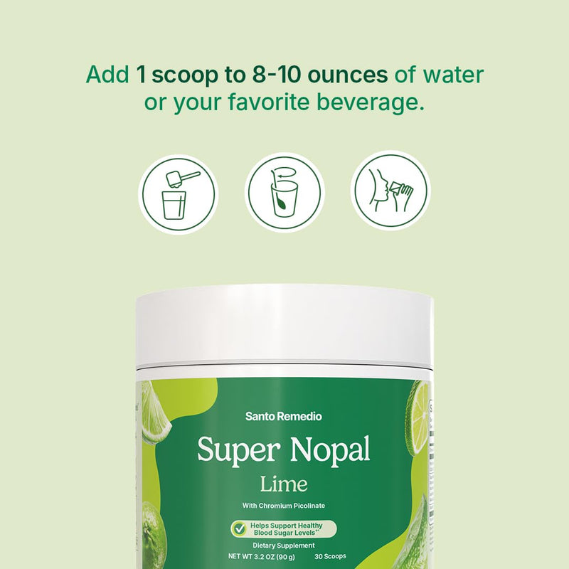 [Australia] - Santo Remedio Super Nopal Powder, Lime Flavor, Exclusive Formula with Nopal, and Vanadyl Sulfate. 90 Grams (30 Servings) 3.2 Ounce (Pack of 1) 