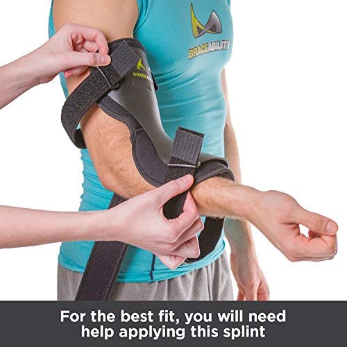 BraceAbility Cubital Tunnel Syndrome Elbow Brace | Splint to Treat Pain from Ulnar Nerve Entrapment, Hyperextended Elbow Prevention and Post Surgery Arm Immobilizer - L (LARGE/X-LARGE)