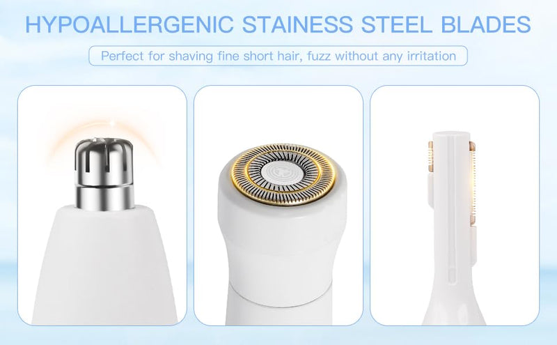 [Australia] - Nose Hair Trimmer for Women and Men, 3-in-1 Electric Facial Hair Removal Rechargeable Portble Waterproof Face Shaver Razor for Nose Ear Eyebrow Peach-Fuzz Lips Chin FT3001 