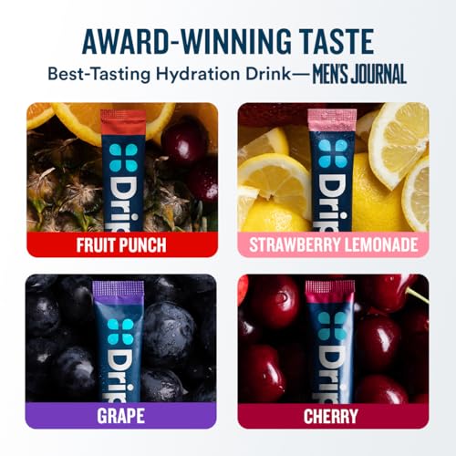 DripDrop Hydration Bold & Juicy Variety Bundle Electrolyte Packets, 64 Ct | Grape, Fruit Punch, Strawberry Lemonade, Cherry, Watermelon, Berry, Lemon, Orange; Single Serve Powder Drink Mix