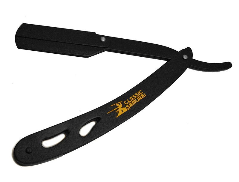[Australia] - CS-102 Stainless Steel Professional Barber Straight Edge Shavette Cut Throat Razor (Matte Black + 100 Lord Blades) 