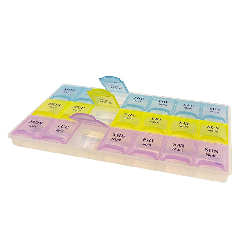 Weekly Pill Organizer with Snap Lids |7-Day Morn/NOON/Night |for Pills, Vitamin. MORN/NOON/NIGHT (7 Days)