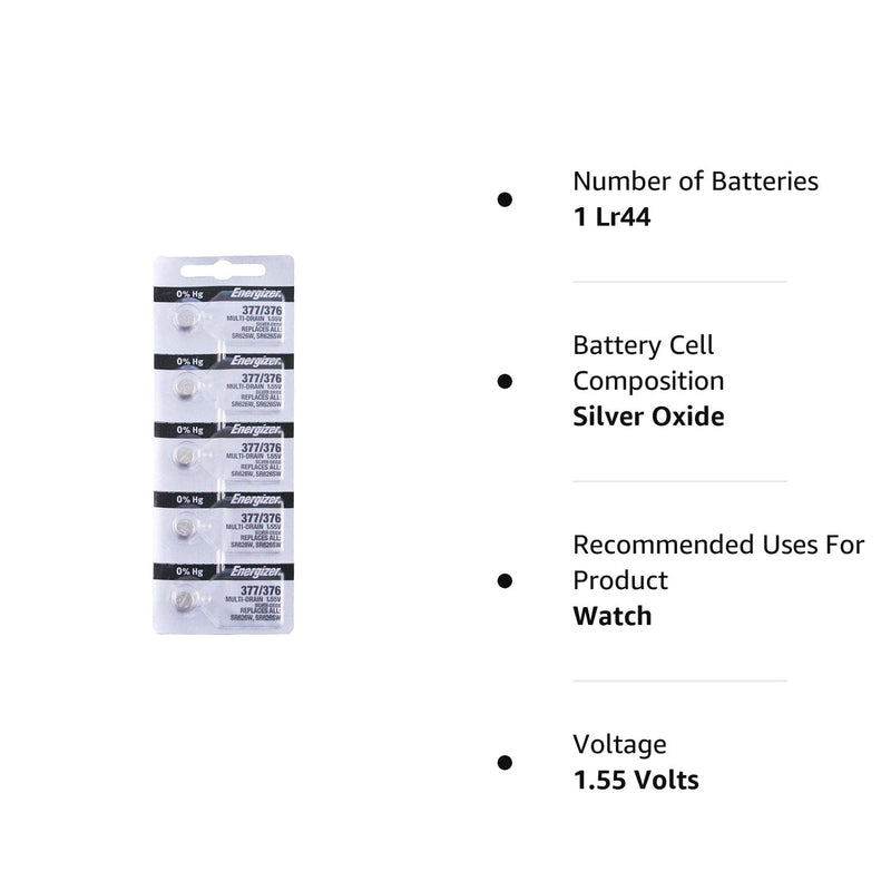 Energizer 377/376 Watch Batteries (Pack of 5)