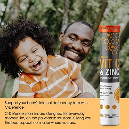 Vitamin C 1000mg & Zinc 15mg Orange Flavour Effervescent Tablets by Club Vits (6 Tubes of 20 Tablets)